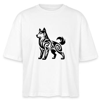 Chien Husky Tribal Puissant Mystique - T-shirt bio NOVA Stanley/Stella Femme - blanc - Devant - Anna (173cm)