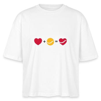 Heart + Tennis = Tennis Heart - Stanley/Stella Frauen Boxy Bio-T-Shirt Nova - Weiß - Vorne - Anna (173cm)
