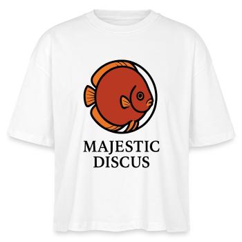 Majestätischer kreisförmiger Diskusfisch-Logo - Stanley/Stella Frauen Boxy Bio-T-Shirt Nova - Weiß - Vorne - Anna (173cm)