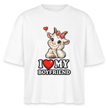 Süße Ziege I Love My Boyfriend Comic Grafik - Stanley/Stella Frauen Boxy Bio-T-Shirt Nova - Weiß - Vorne - Anna (173cm)