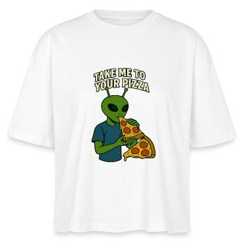 Conception de t-shirt Alien Pizza avec slogan - T-shirt bio NOVA Stanley/Stella Femme - blanc - Devant - Anna (173cm)
