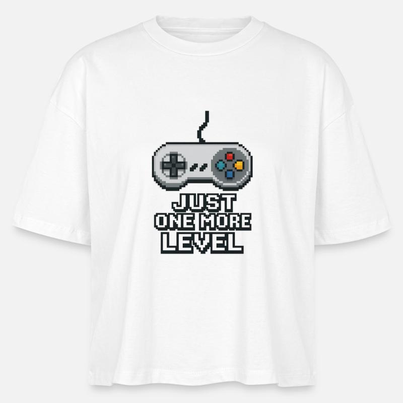 Pixel Neon Game Controller Design - Stanley/Stella Nova Women’s Boxy Organic T-Shirt - white