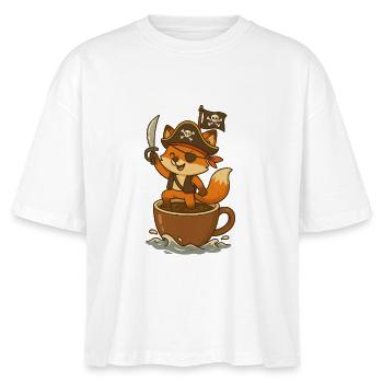 Pirate renard avec cache-œil et drapeau au trésor - T-shirt bio NOVA Stanley/Stella Femme - blanc - Devant - Anna (173cm)