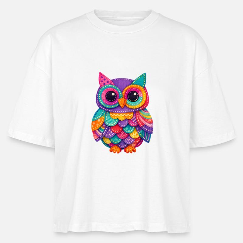 Patchwork Owl Magic - Stanley/Stella Nova Women’s Boxy Organic T-Shirt - white