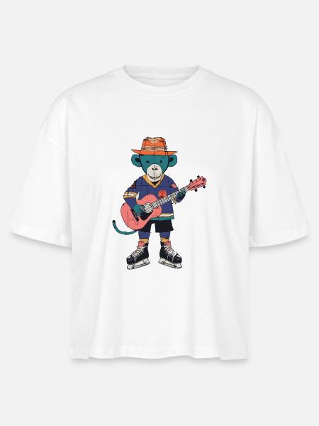 monkey music - Stanley/Stella Frauen Boxy Bio-T-Shirt Nova - Weiß