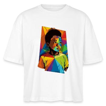 Geometrisches Kinderporträt mit lebendigen Farben - Stanley/Stella Frauen Boxy Bio-T-Shirt Nova - Weiß - Vorne - Anna (173cm)