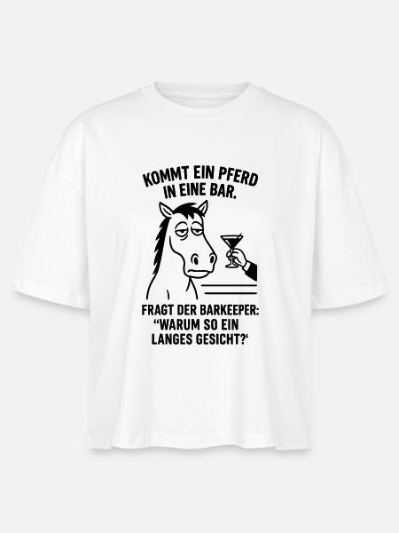pferd in bar - Stanley/Stella Frauen Boxy Bio-T-Shirt Nova - Weiß