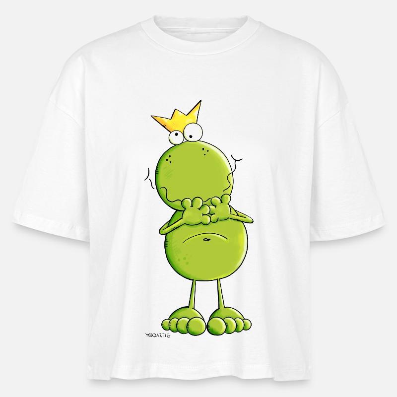 Frosch mit Krone - Stanley/Stella Frauen Boxy Bio-T-Shirt Nova - Weiß