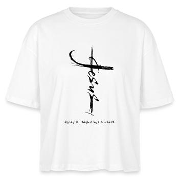 Jesus Kreuz - Der Weg Die Wahrheit Das Leben - Stanley/Stella Frauen Boxy Bio-T-Shirt Nova - Weiß - Vorne - Anna (173cm)