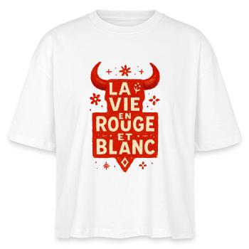 La vie en rouge est blanc - Féria - T-shirt bio NOVA Stanley/Stella Femme - blanc - Devant - Anna (173cm)