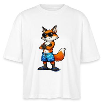 Summer fox with sunglasses - Stanley/Stella Nova Women’s Boxy Organic T-Shirt - white - Front - Anna (173cm)