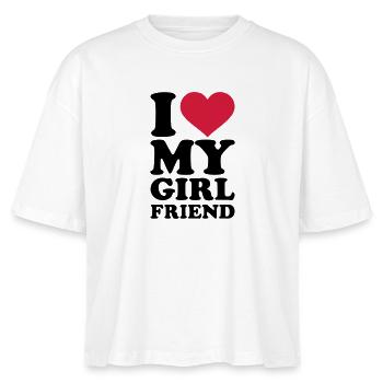 I love my girlfriend - Stanley/Stella Frauen Boxy Bio-T-Shirt Nova - Weiß - Vorne - Anna (173cm)