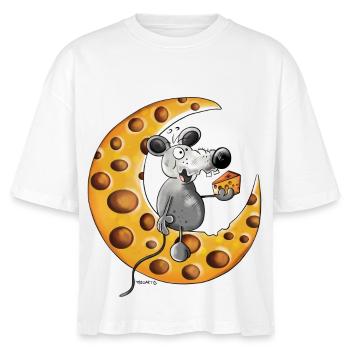 Maus liebt Käse - Stanley/Stella Frauen Boxy Bio-T-Shirt Nova - Weiß - Vorne - Anna (173cm)