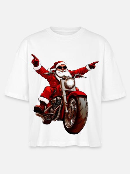 Weihnachten Motorradfahrer - Stanley/Stella Frauen Boxy Bio-T-Shirt Nova - Weiß
