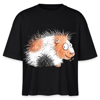 Süßes Meerschweinchen mit Gänseblümchen I Geschenk - Stanley/Stella Frauen Boxy Bio-T-Shirt Nova - Schwarz - Vorne - Anna (173cm)