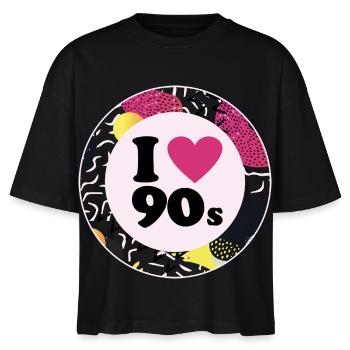 I ♥ 90s – Nostalgisches Retro-Design - Stanley/Stella Frauen Boxy Bio-T-Shirt Nova - Schwarz - Vorne - Anna (173cm)