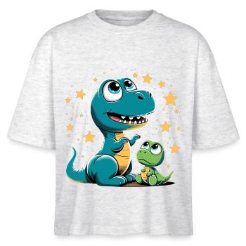 T-Rex Baby Dino Geschwister Dinobaby Geschenk - Stanley/Stella Frauen Boxy Bio-T-Shirt Nova - Weiß meliert - Vorne - Anna (173cm)
