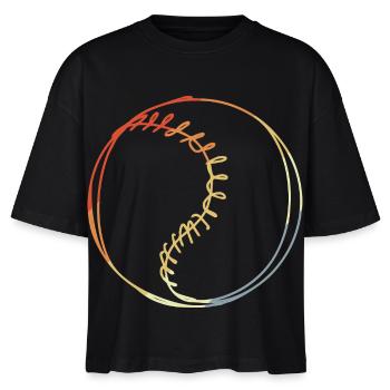 Vintage Baseball Zeichnung - Stanley/Stella Frauen Boxy Bio-T-Shirt Nova - Schwarz - Vorne - Anna (173cm)