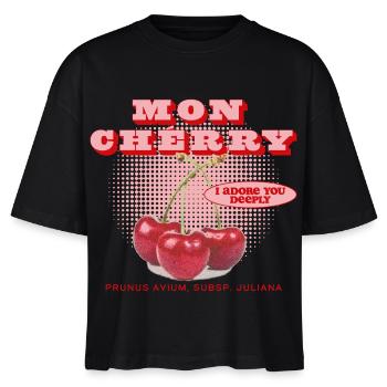 Mon Cherry Love - Stanley/Stella Frauen Boxy Bio-T-Shirt Nova - Schwarz - Vorne - Anna (173cm)