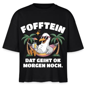 Fofftein Möwe – Norddeutscher Chill Spruch - Stanley/Stella Frauen Boxy Bio-T-Shirt Nova - Schwarz - Vorne - Anna (173cm)