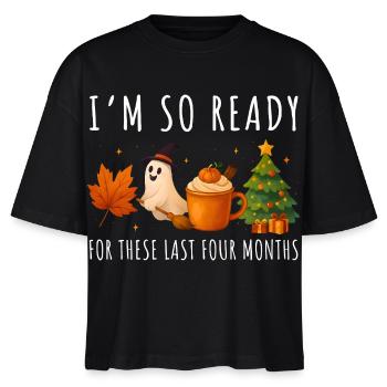 Herbstlicher Halloween- und Weihnachtsgruß - Stanley/Stella Frauen Boxy Bio-T-Shirt Nova - Schwarz - Vorne - Anna (173cm)
