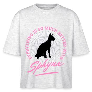 Schwarze Sphynx Katze Sprüche Humor Zitate - Stanley/Stella Frauen Boxy Bio-T-Shirt Nova - Weiß meliert - Vorne - Anna (173cm)