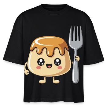 Pudding with fork - Stanley/Stella Nova Women’s Boxy Organic T-Shirt - black - Front - Anna (173cm)