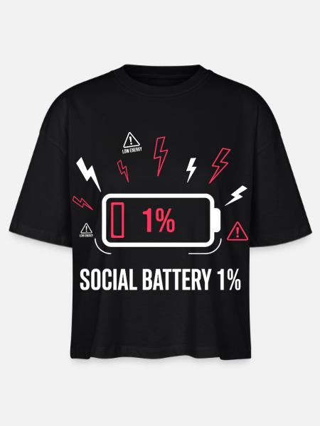 Social Battery 1% Akku - Stanley/Stella Frauen Boxy Bio-T-Shirt Nova - Schwarz