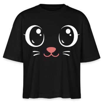 Karnevals Mieze | Big Face Kostüm Verkleidung - Stanley/Stella Frauen Boxy Bio-T-Shirt Nova - Schwarz - Vorne - Anna (173cm)