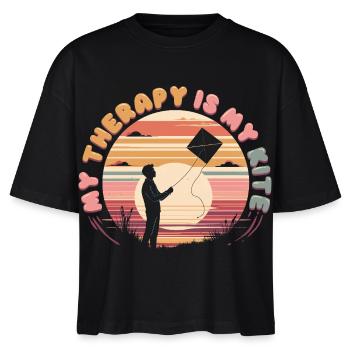 Drachen Drachensteigen - Stanley/Stella Frauen Boxy Bio-T-Shirt Nova - Schwarz - Vorne - Anna (173cm)