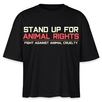Setz dich ein für Tierrechte - Stanley/Stella Frauen Boxy Bio-T-Shirt Nova - Schwarz - Vorne - Anna (173cm)