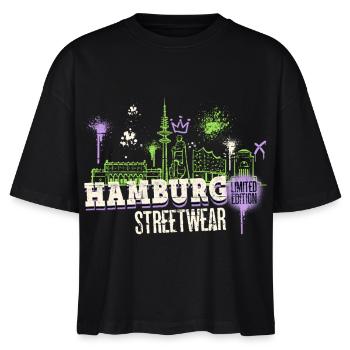 Hamburg Skyline Stadt Deutschland Graffiti - Stanley/Stella Frauen Boxy Bio-T-Shirt Nova - Schwarz - Vorne - Anna (173cm)