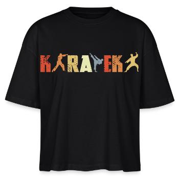 Karateka Vintage Look - Stanley/Stella Frauen Boxy Bio-T-Shirt Nova - Schwarz - Vorne - Anna (173cm)