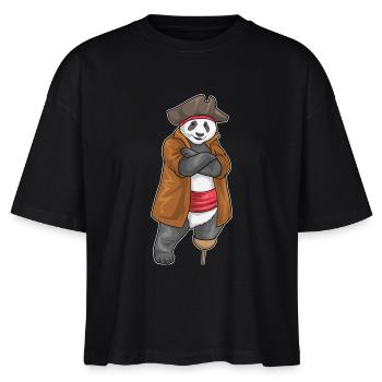 Panda Pirate Jambe en Bois - T-shirt bio NOVA Stanley/Stella Femme - noir - Devant - Anna (173cm)