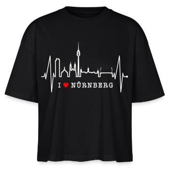 Nürnberg Skyline Herzschlag Fan Herz Love Nürnberg - Stanley/Stella Frauen Boxy Bio-T-Shirt Nova - Schwarz - Vorne - Anna (173cm)