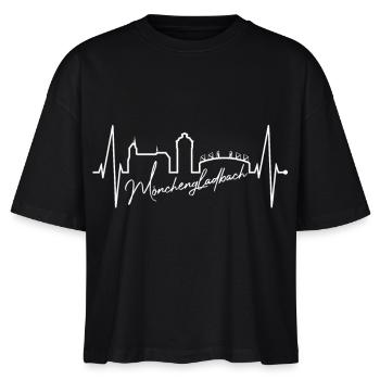 Mönchengladbach Skyline Herzschlag Fan I Love MG - Stanley/Stella Frauen Boxy Bio-T-Shirt Nova - Schwarz - Vorne - Anna (173cm)