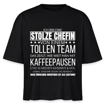 Ich Bin Eine Stolze Chefin von einem tollen Team - Stanley/Stella Frauen Boxy Bio-T-Shirt Nova - Schwarz - Vorne - Anna (173cm)