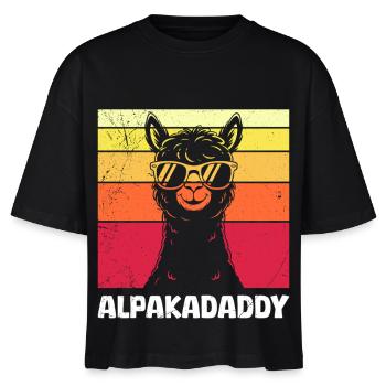 Werdender Vater ALPAKAPAPA Retro Lustiges - Stanley/Stella Frauen Boxy Bio-T-Shirt Nova - Schwarz - Vorne - Anna (173cm)