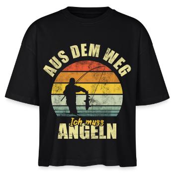 Aus Dem Weg Ich Muss Angeln Angler Vintage - Stanley/Stella Frauen Boxy Bio-T-Shirt Nova - Schwarz - Vorne - Anna (173cm)