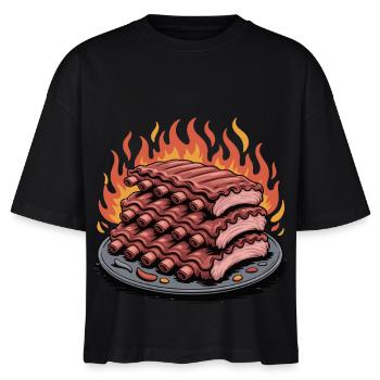 Feuergegrillte Rippchen Platte - Stanley/Stella Frauen Boxy Bio-T-Shirt Nova - Schwarz - Vorne - Anna (173cm)