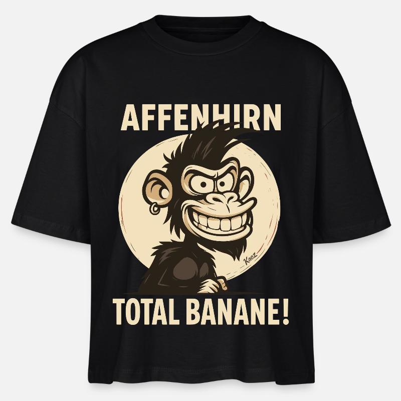 Monkey Brain – Total Banana Cartoon Monkey - Stanley/Stella Nova Women’s Boxy Organic T-Shirt - black