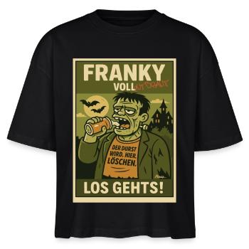 Franky – Der Durst wird gelöscht! - Stanley/Stella Frauen Boxy Bio-T-Shirt Nova - Schwarz - Vorne - Anna (173cm)