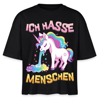 Je déteste les gens Licorne Vomir Arc-en-ciel Drôle - T-shirt bio NOVA Stanley/Stella Femme - noir - Devant - Anna (173cm)