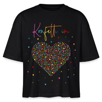 Konfetti im Herzen - Stanley/Stella Frauen Boxy Bio-T-Shirt Nova - Schwarz - Vorne - Anna (173cm)