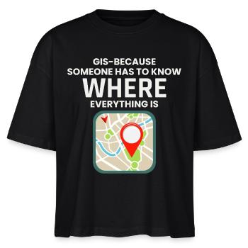 GIS Hvor alt er Kort Placering - Stanley/Stella Nova økologisk T-shirt med boxy-snit til damer - sort - Foran - Anna (173cm)