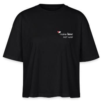 Make Love statt War - Palästina - Stanley/Stella Frauen Boxy Bio-T-Shirt Nova - Schwarz - Vorne - Anna (173cm)