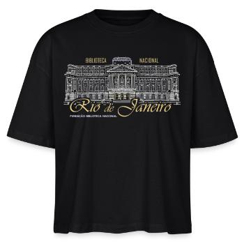 Rio de Janeiro, Brasilien Handzeichnung Bibliothek - Stanley/Stella Frauen Boxy Bio-T-Shirt Nova - Schwarz - Vorne - Anna (173cm)