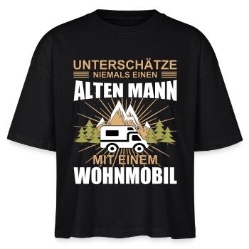 Alter Mann mit Wohnmobil Opa Rentner - Stanley/Stella Frauen Boxy Bio-T-Shirt Nova - Schwarz - Vorne - Anna (173cm)