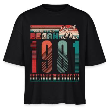 Anniversaire 1981 Vintage Mars Rétro Cadeau - T-shirt bio NOVA Stanley/Stella Femme - noir - Devant - Anna (173cm)