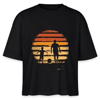 Vater und Sohn Fußball vintage - Stanley/Stella Frauen Boxy Bio-T-Shirt Nova - Schwarz - Vorne - Anna (173cm)